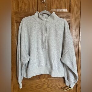 Abercrombie & Fitch Light Heather Grey Quarter Zip Sweatshirt - XL